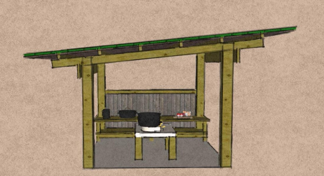 The design drawing of the fire kitchen